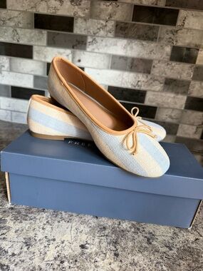 Free assembly Striped Canvas Ballet Flats in Cream & Light Blue - Women's